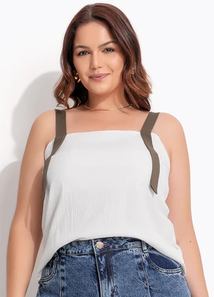 Quintess - Blusa Off White em Crepe Plano - QUINTESS