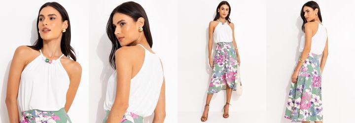 Blusa Off White em Malha de Viscose