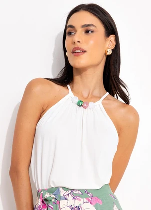 Quintess - Blusa Off White em Malha de Viscose - QUINTESS
