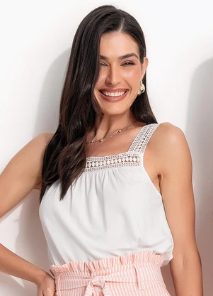 Quintess - Blusa Off White em Malha de Viscose - QUINTESS