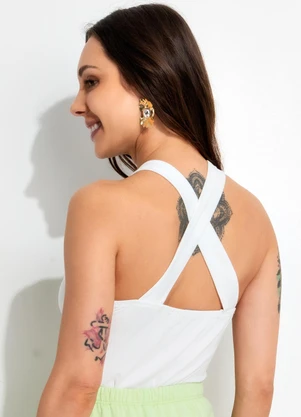 Bimini - Blusa Off White em Malha Suede - BIMINI