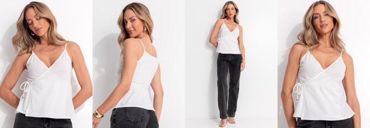 Blusa Off White em Malha Texturizada Blusa Off White em Malha Texturizada