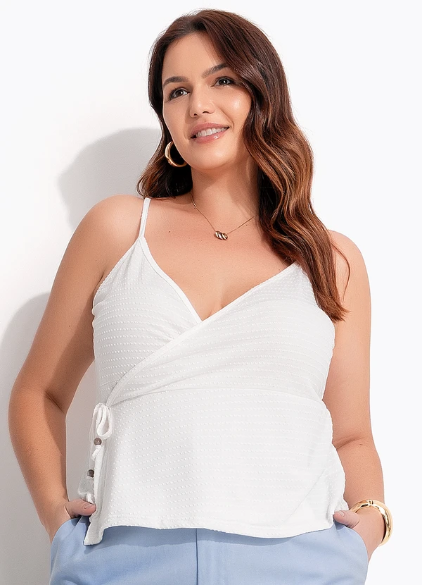 Quintess - Blusa Off White em Malha Texturizada 6