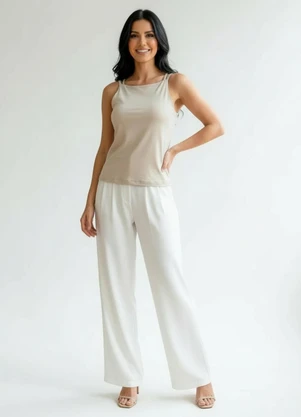 Quintess - Blusa Off White em Viscose com Elastano - QUINTESS