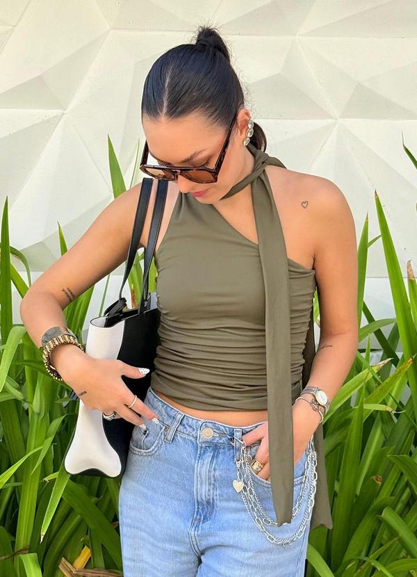 Choyee - Blusa Ombro Único Penélope Verde