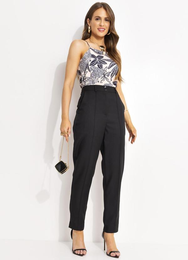 Quintess - Blusa de Alça Fina Estampa Tropical em Malha Fria Soltinha 3