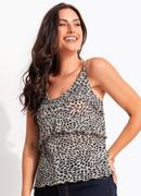 Blusa (pincelado abstrato) em malha plissada