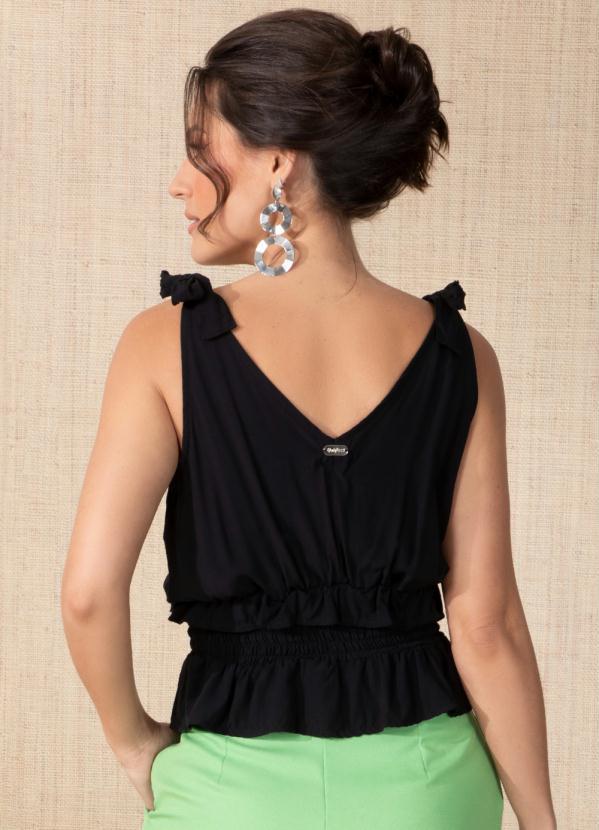 Outlet - Blusa Preta com Alças para Amarrar 2
