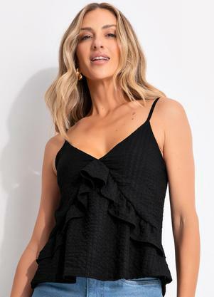 Blusa (Preta) em Malha Texturizada