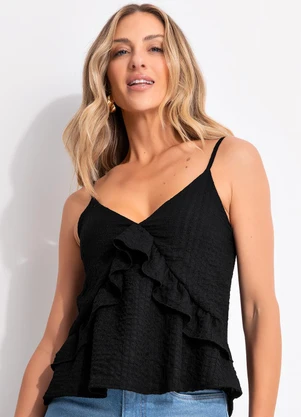 Quintess - Blusa Preta em Malha Texturizada - QUINTESS