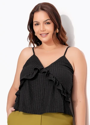 Quintess - Blusa Preta em Malha Texturizada - QUINTESS