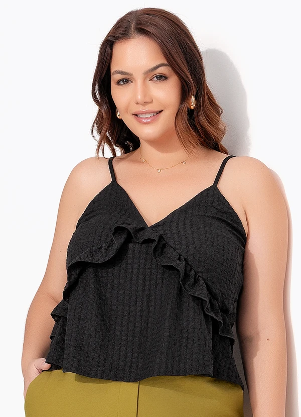 Quintess - Blusa Preta em Malha Texturizada 8