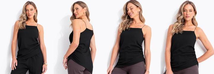 Blusa Preta em Malha Texturizada