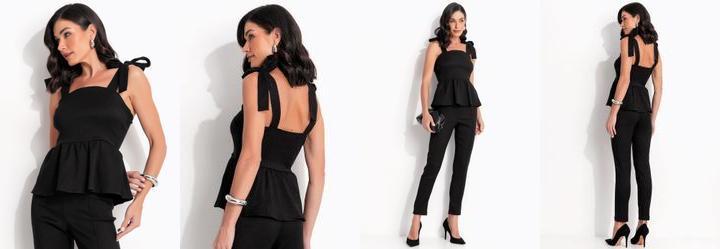 Blusa Preta em Tecido Bengaline