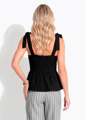 Quintess - Blusa Preta em Tecido Bengaline - QUINTESS