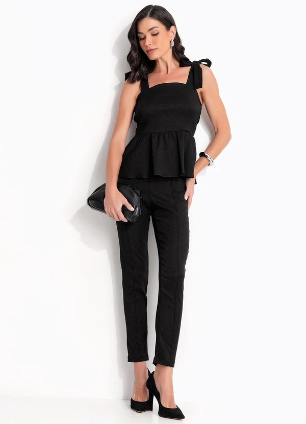 Quintess - Blusa Preta em Tecido Bengaline 2