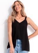 Blusa Preta em Viscose Slub Prime