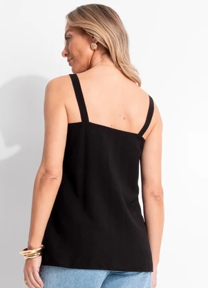 Quintess - Blusa Preta em Viscose Slub Prime - QUINTESS