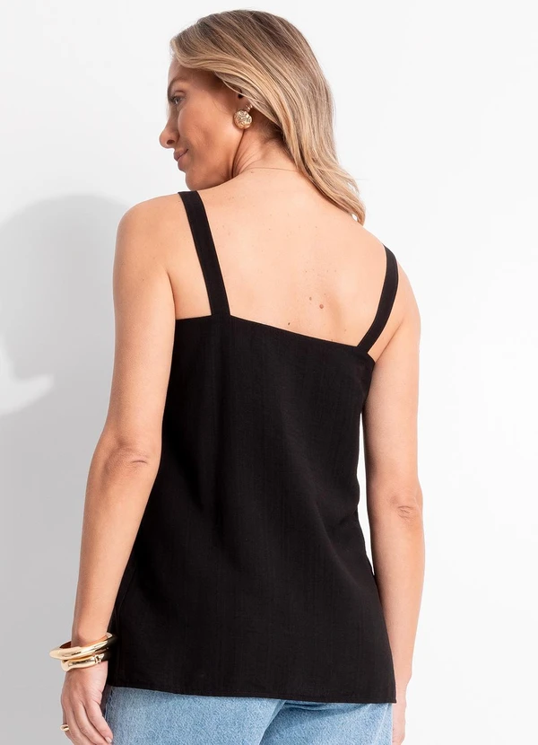 Quintess - Blusa Preta em Viscose Slub Prime 2