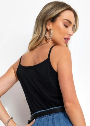 Bimini - Blusa Preto em Malha de Algodão Penteado - BIMINI