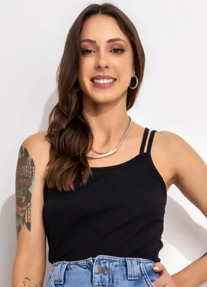 Bimini - Blusa Preto em Ribana Modal - BIMINI