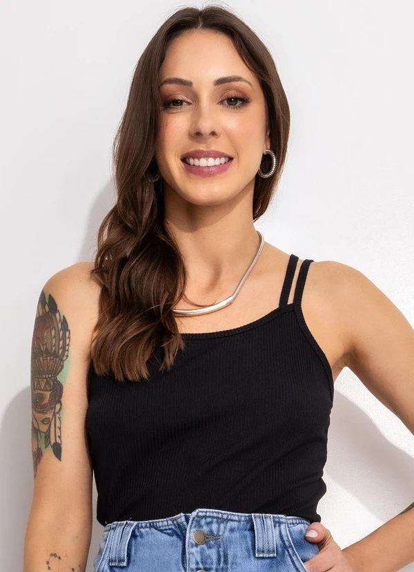 Bimini - Blusa Preto em Ribana Modal