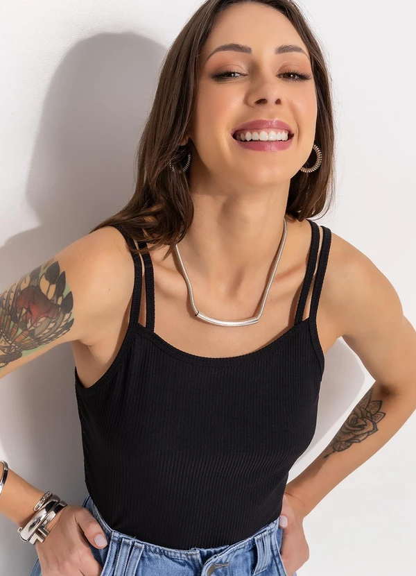 Bimini - Blusa Preto em Ribana Modal 7