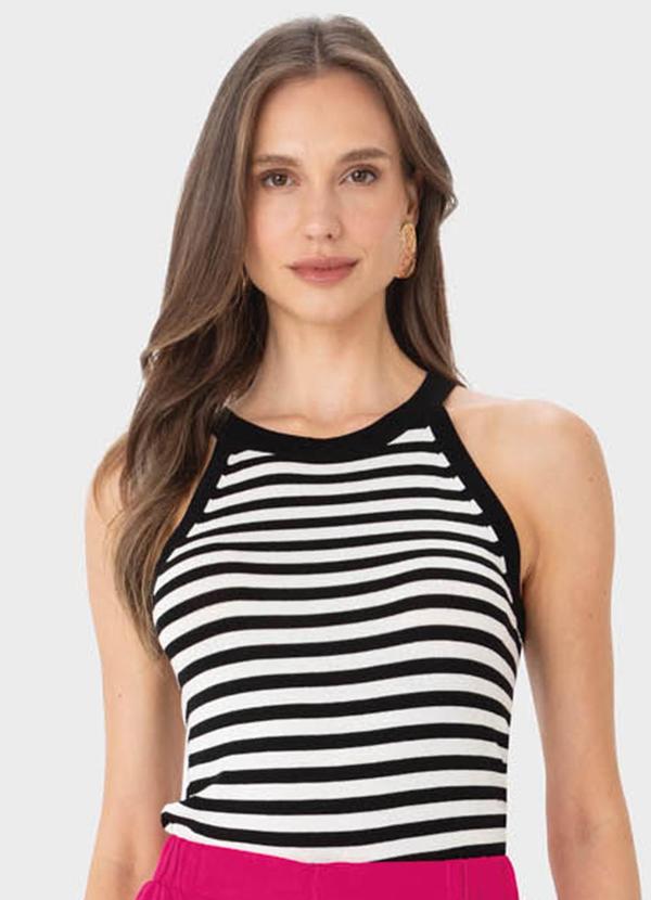 Malwee - Blusa Preto Listrada em Tricot