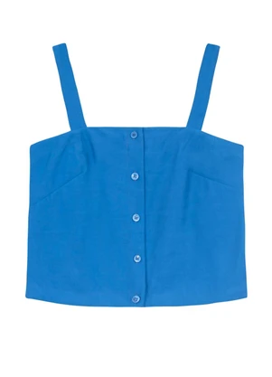 Essendi - Blusa Regata Feminina em Alfaiataria Azul - ESSENDI