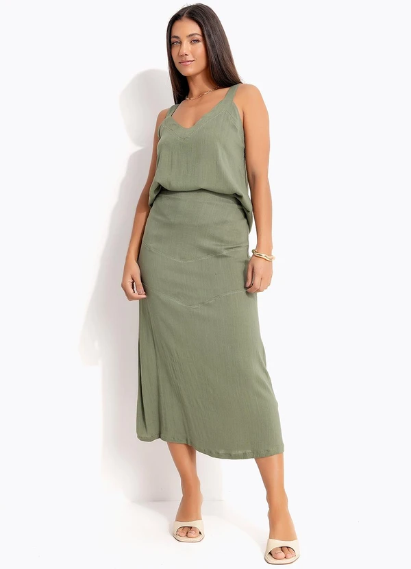 Quintess - Blusa Regata Verde Oliva em Viscose Plana 5