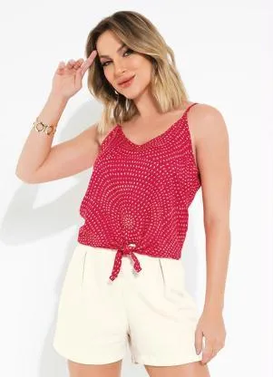 Blusa (Rosa) de Alças e Amarração na Barra Rovitex - ROVITEX