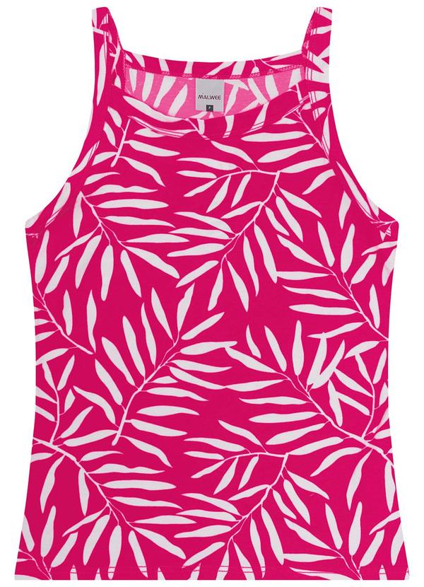 Malwee - Blusa Rosa Escuro Feminina Folhagens em Cotton
