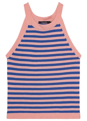 Malwee - Blusa Rosê Listrada em Tricot - MALWEE