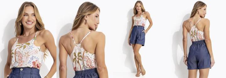 Blusa Selva Colorida em Malha Texturizada