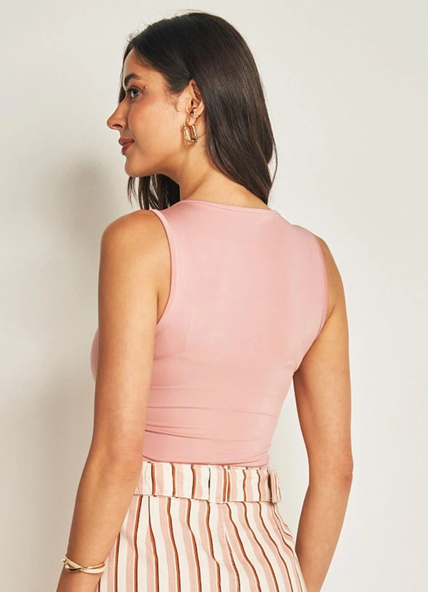 Doce Trama - Blusa sem Manga Rosa 2