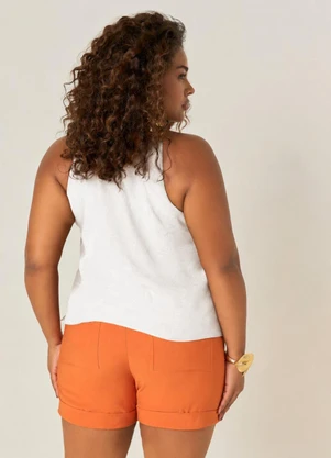 Elegance - Blusa sem Mangas e Gola Alta com Babados Branco - ELEGANCE