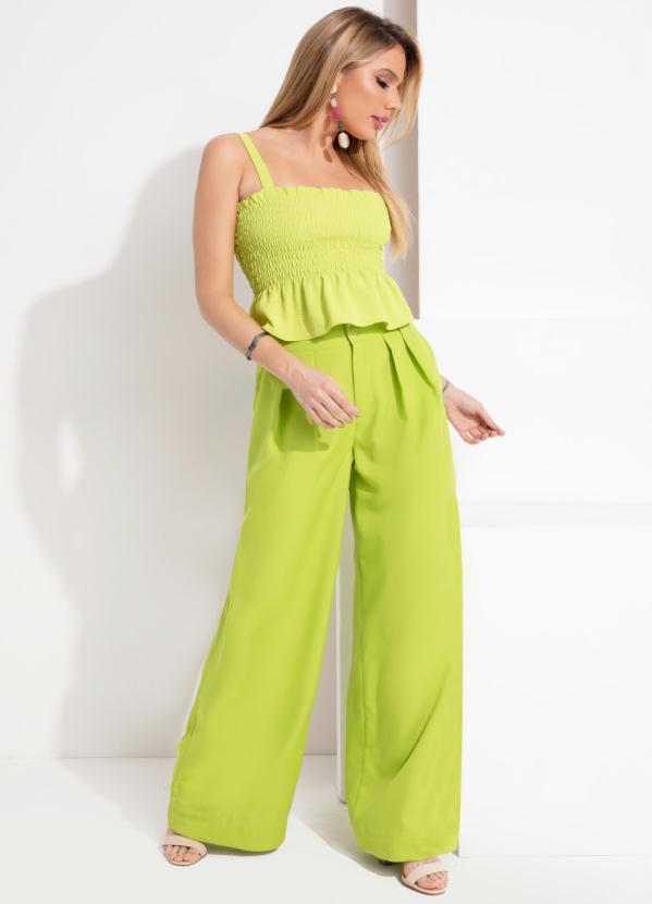 Outlet - Blusa Verde com Franzidos em Tecido Plano 3