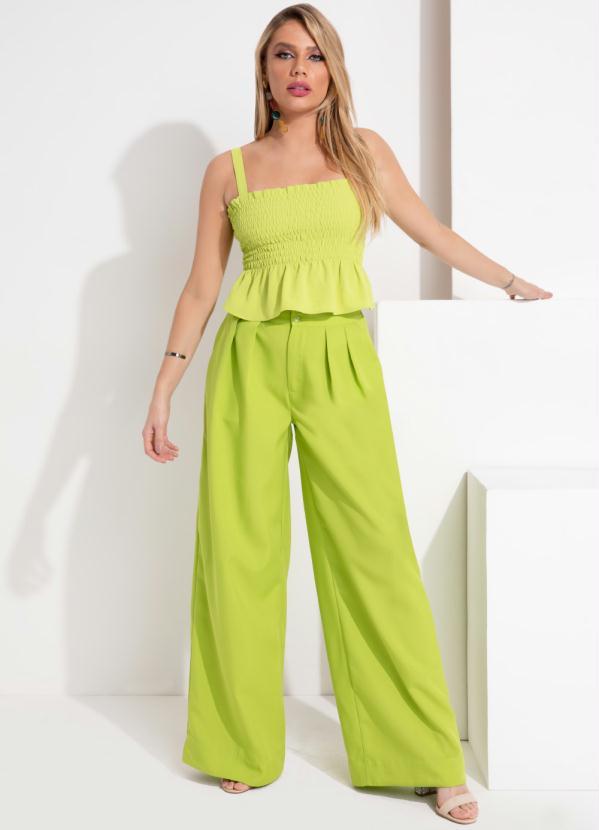 Outlet - Blusa Verde com Franzidos em Tecido Plano 5