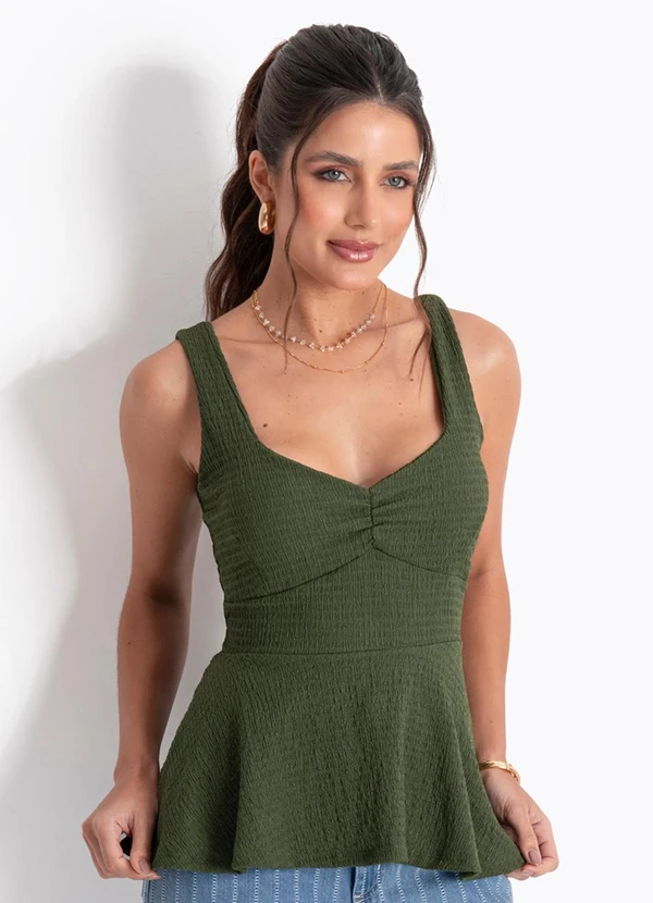 Quintess - Blusa Verde em Malha Texturizada
