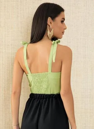 Quintess - Blusa Verde Lima com Alças para Amarrar - QUINTESS