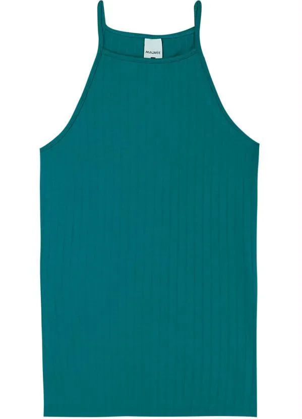 Malwee - Blusa Verde Petróleo Cavada Canelada