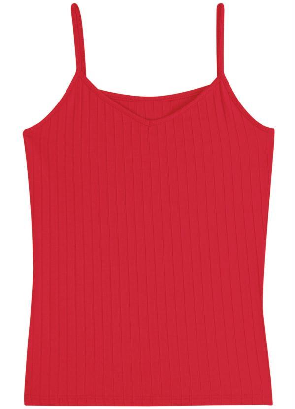 Malwee - Blusa Vermelha Canelada Decote V