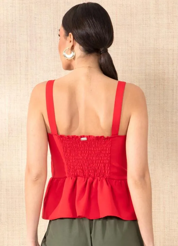 Queima Estoque - Blusa Vermelha com Peplum 2