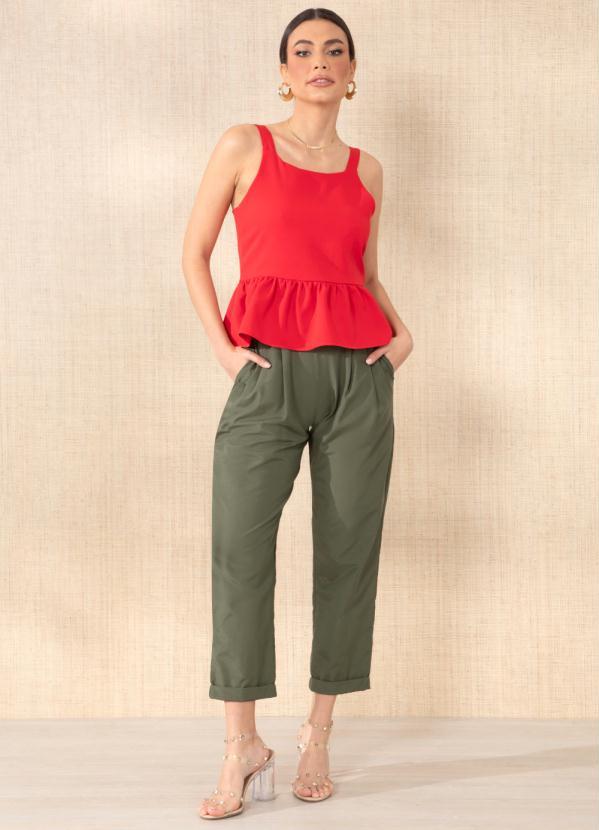 Outlet - Blusa Vermelha com Peplum 3