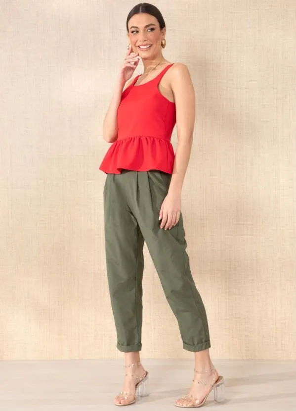 Queima Estoque - Blusa Vermelha com Peplum 5