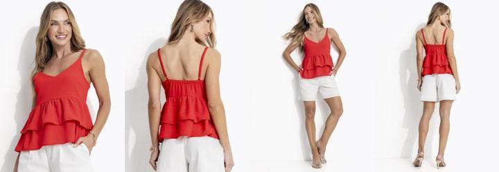 Blusa Vermelha em Crepe Plano