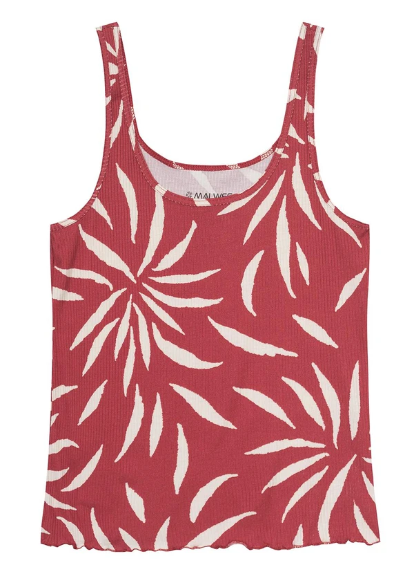 Malwee - Blusa Vermelha Folhas Canelada 3