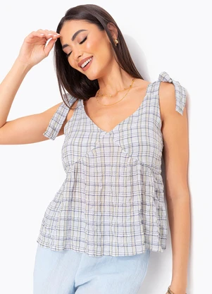 Quintess - Blusa Vischy Verde em Gaze - QUINTESS