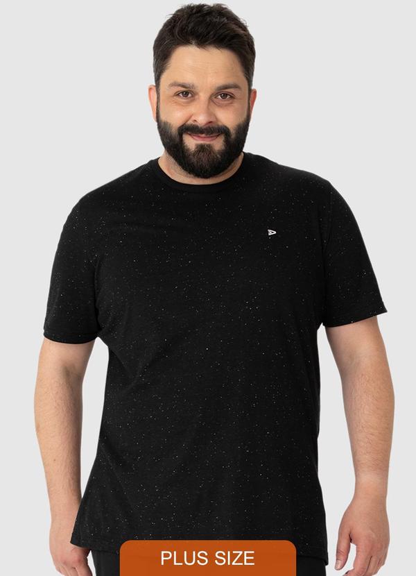 Malwee - Camiseta em Botonê Masculina Plus Preto
