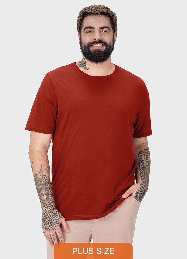 Malwee - Camiseta em Malha Masculina Plus Terracota
